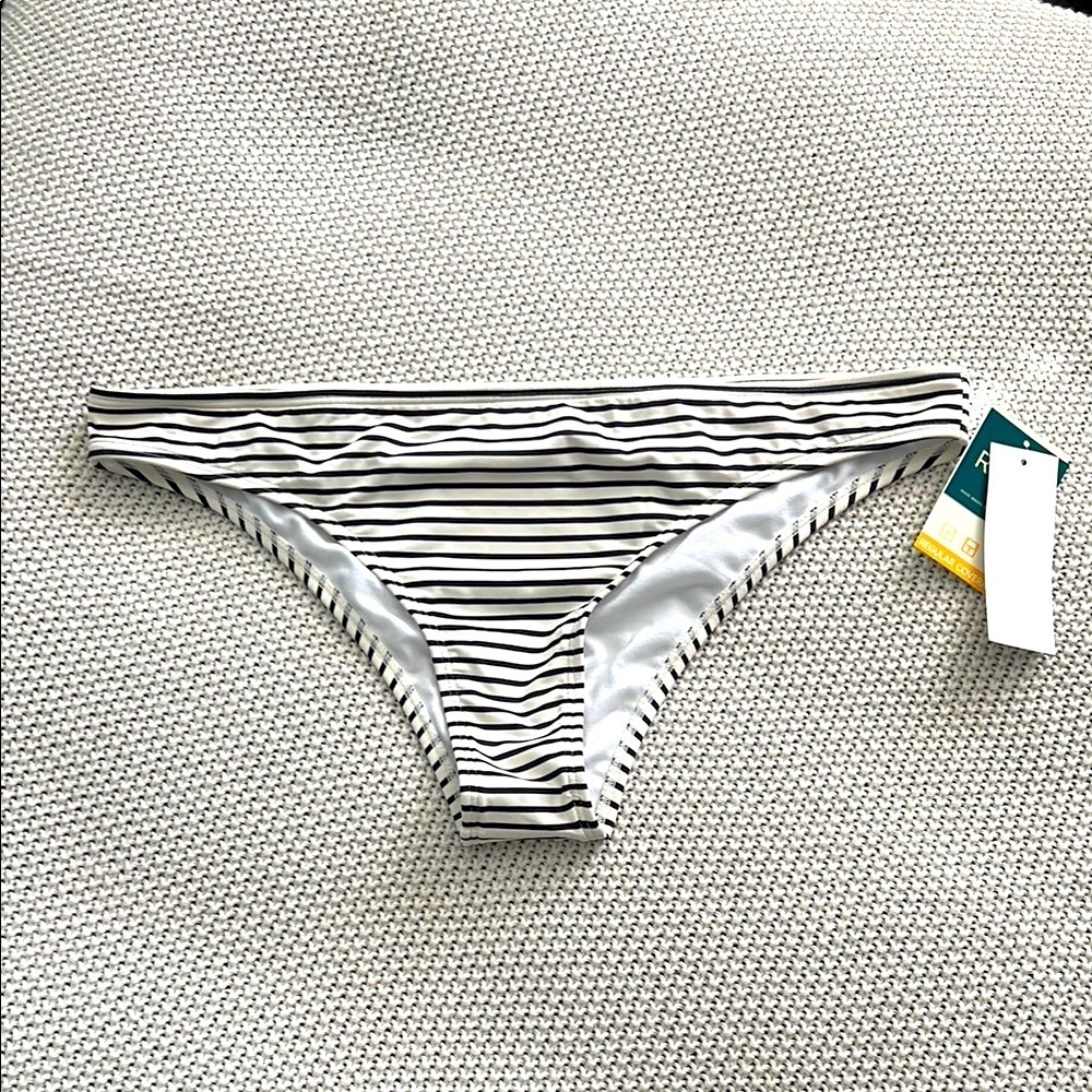 Roxy Black and White Striped Bikini Bottom